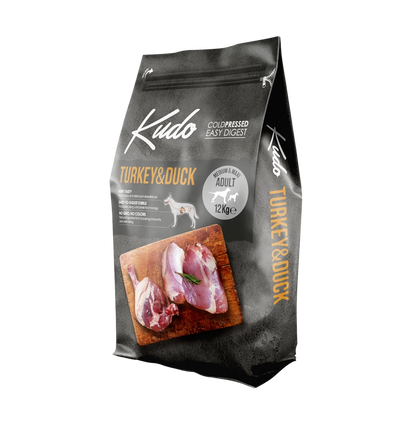 Kudo Turkey & Duck Medium & Maxi Adult – Getreidefreies kaltgepresstes Hundefutter mit Pute und Ente für mittelgroße und große Hunde.